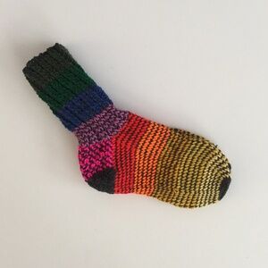 NWOT Multicolor rainbow hand knit striped knit socks US women's size 6.5 - 9